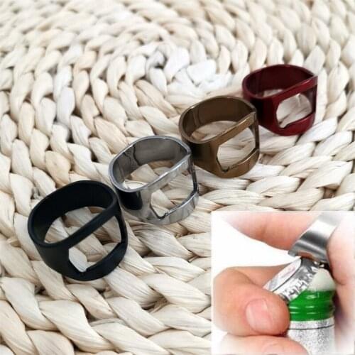 1Pcs New Portable Mini Stainless Steel Finger Ring Ring-shape Bottle Beer Cap Opening Remover Kitchen Gadgets Bar Accessories