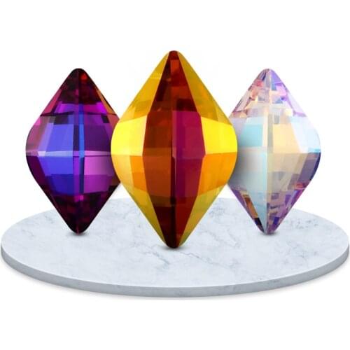 10pcs 9x14mm Lemon Pointback Metallic Shimmer K9 Glass Fancy Crystal Rhinestones for Christmas Clothing Crafts Jewelry Bags Shoe