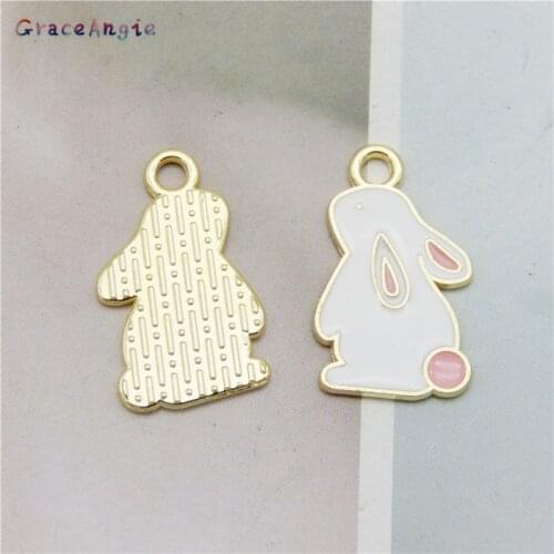 10pcs Enamel Charms Animals Rabbit Pendant for necklace earrings diy fashion child handmade bracelet Anklet keychain Accessories