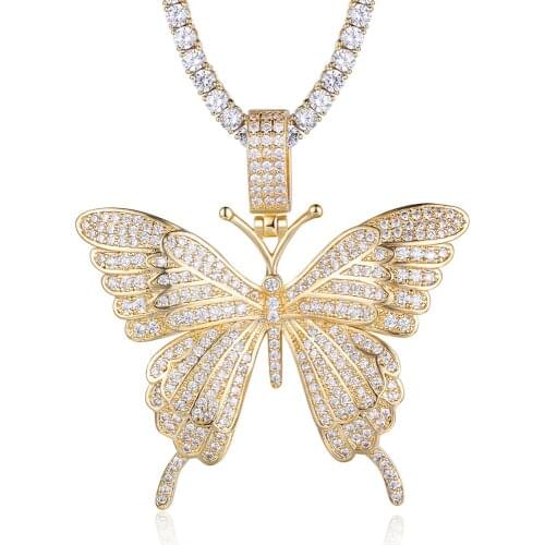 100% Micro Zircon Hip Hop Fabulous Butterfly Pendant Necklace For Men Jewelry Iced Out Necklaces Dropshipping Custom Accept