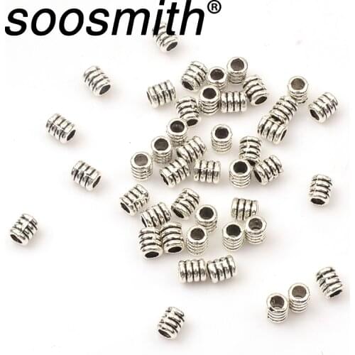 100pcs 4x4.5mm Zinc Alloy Four-Layer Circular Cylindrical Metal Beads For Jewelry Making DIY Charm Bracelet Accessorie Wholesale