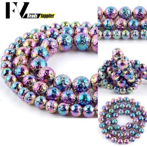 4/6/8/10mm Natural Stone Beads Multicolor Rock Volcanic Lava Round Hematite Beads For Jewelry Making Diy Bracelet Necklace 15