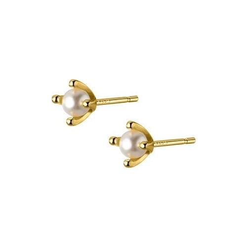 4mm small 100% REAL. 925 Sterling SIlver Fine Jewelry Shell Pearl Stud Earrings Ear-Bone C-G6755