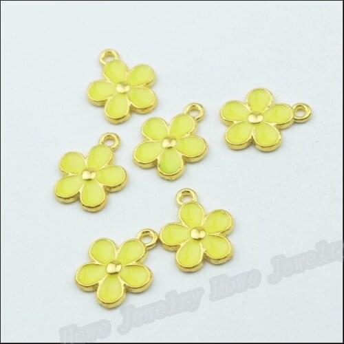 40 pcs High Quality Charms Chrysanthemum Pendant Gold plated Alloy Floating charm DIY Metal Jewelry Findings