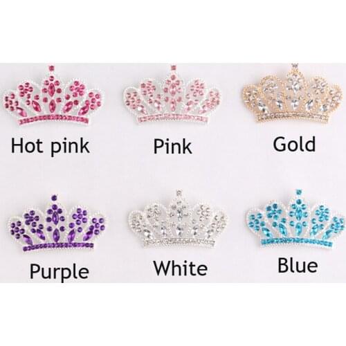 50pcs/lot)6 Style Chic Crown Rhinestone Button Artificial Alloy Crystal Crown Buttons For Baby Girl Hair/Dress/Shoes SZ027