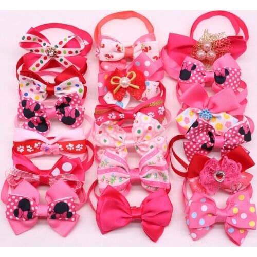 60pcs Pet Puppy Dog Cat Girls Bow ties Adjustable Pink Rose Red Dog Bowties Dog Grooming Accessories Pet Supplies