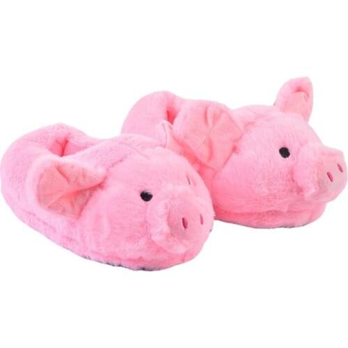 63HC Cute Pig Bag Heel Plush Slippers Winter Warm Animal Slippers Furry Pink Color Home Slippers Suitable for Women Girls