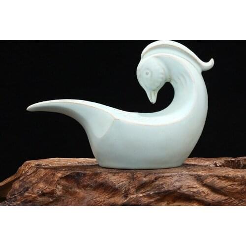 7Antique SongDynasty porcelain sculpture,Ru kiln sky blue glaze duck washed,Home Decoration collection & Adornment,Free shipping