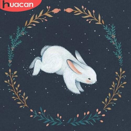 HUACAN Full Drill Diamond Painting Cartoon Rabbit Cross Stitch Diamond Mosaic Wreath Wall Art Decoration For Home