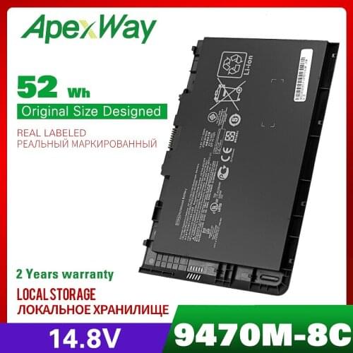 Apexway 14.8V 52Wh BT04 BT04XL BA06 BA06XL Laptop Battery for HP EliteBook Folio 9470 9470m Ultrabook Series 687945-001