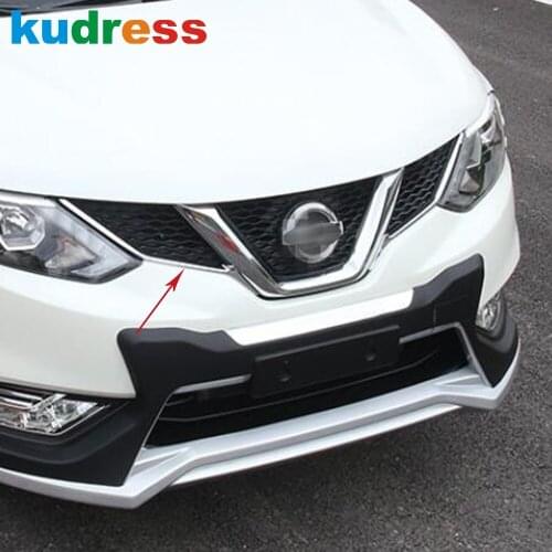 For Nissan Qashqai Rogue Sport 2014 2015 2016 2017 2018 2019 ABS Chrome Front Grille Cover Trim Front Grills Strips Car Styling