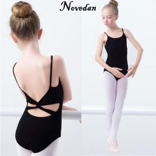 Pink Black Girls Ballet Leotard Bodysuit Cotton Multi-Straps Children Ballet Clothes Dance Wear For Kids