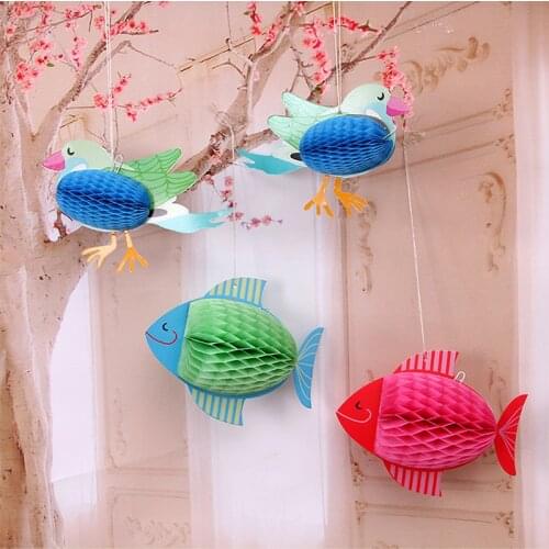 1pc Fish And Bird Paper Hanging Lanterns For Garden Decorations Home Wedding Birthday Party Baby Shower Decoration Supplies