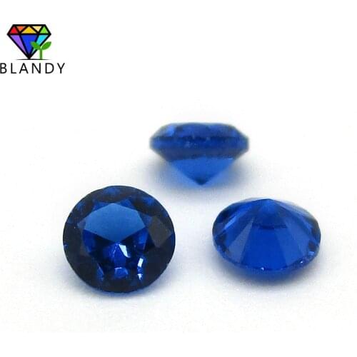 Wholesale Price 1.0~3.0mm Round Shape Blue Synthetic Gems Stone Brilliant Cut #113 Blue Stone Beads for DIY Jewelry