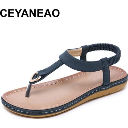 CEYANEAO 2019 womens sandals Large size: 41, 42 Ladies shoes summer Beach slates; sandals with low heels for women wedge sandal