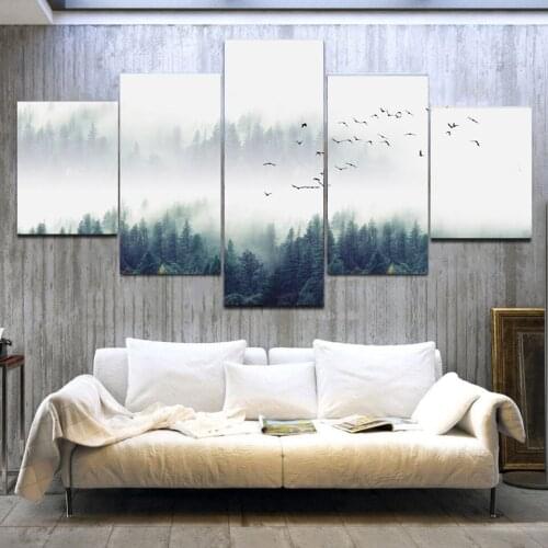 Nordic PVC decorative forest landscape poster canvas print wall hanging art combination painting background decorative painting