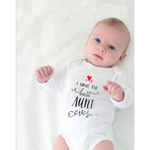 Baby Bodysuit Pyjamas Boys Girls Long Sleeves I Have the Best Aunt Spring Autumn Newborn Kids Cotton Clothes Baby Warm Jumpsuit
