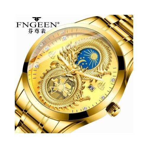 FNGEEN Male Business Wristwatch Calendar Men Quartz Stainless steel strap Watch luxury Man Clock reloj hombre relogio masculino