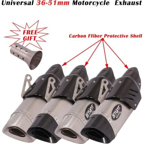Motorcycle Exhaust Escape Modified Uiversal 51mm Moto Laser Marking Carbon Fiber Muffler Scooter DB Killer For R3 RC390 Z900