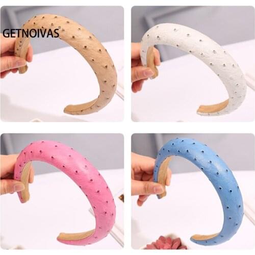 Ostrich Pattern Leather Headbands Broadside Fashion Thicken Wide Hair Ties Bangs Holder Hair Accessories for Women Girls SL
