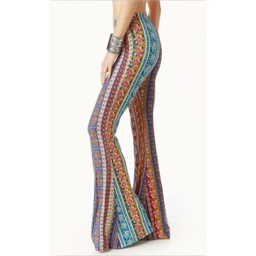 High Waist Print Flare Leggings Vintage Flare Pants Women Sexy Bodycon Trousers Casual Femme