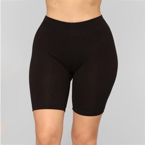 Summer Women Solid Color High Waist Cycling Shorts Stretchy Plain Casual Sports Fitness Ladies Elastic Seamless Slim Yoga Shorts