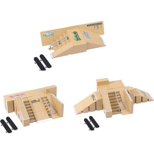 1Set Mini Finger Skating Board Venue Combination Toys Skateboard Ramp Track Toy