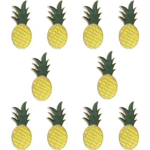 10Pcs Fashion Pineapple Brooches For Women Kids Vintage Enamel Pin Fruit Lapel Pin Party Casual Jewelry Badge