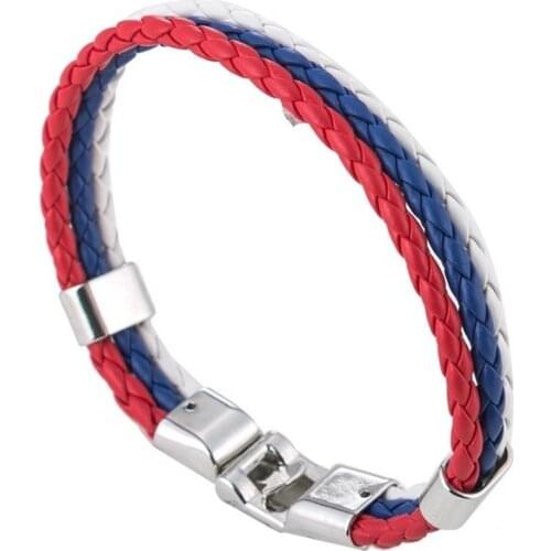 Football world cup flag men and women bracelet leather braided bracelet creative commemorative jewelry accessories