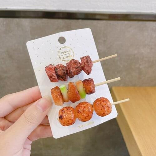New Simulation Food Hairpins Stewed Pork Ribs Hairpins Funny Exaggerated Food Hair Clips Lady Unique Design Childs Hair Jewelry