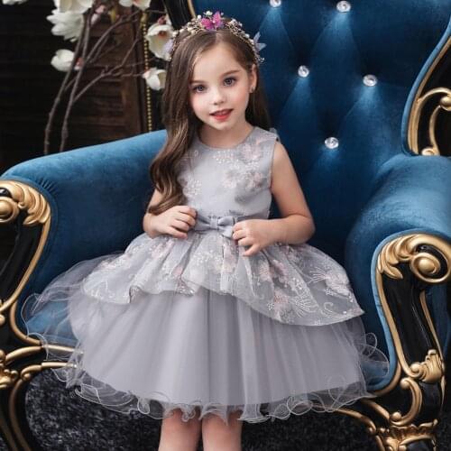 Embroidered Infant girl dress for Bithday Party Ball Gown girls princess dress Toddler Fluffy Tulle Wedding Floral Dress Vestido