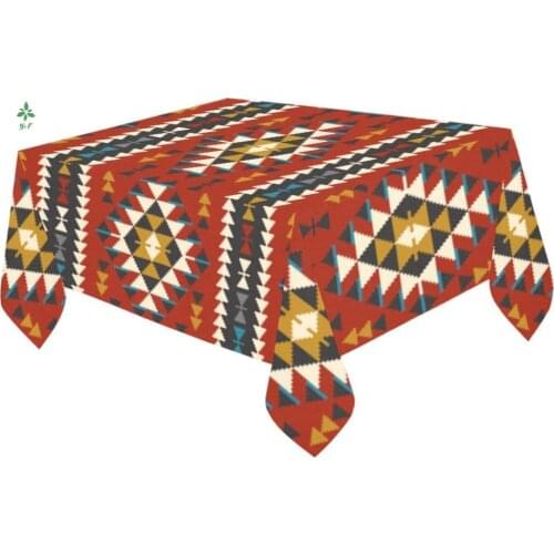 A Colorful Geometric Pattern Tablecloth Decor Covers The Kitchen For Dinner And Home Decor