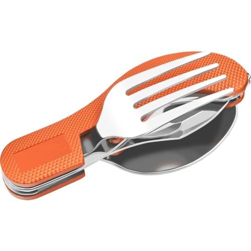 Spot 4 in 1 Multifunctional Tableware Stainless Steel Foldable Knife Fork Spoon Can Opener Outdoor Portable Camping Tableware