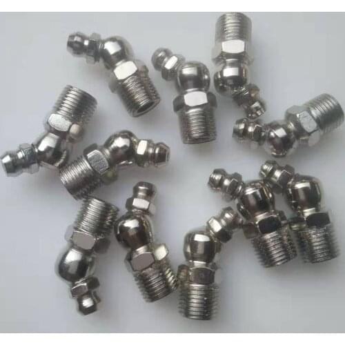 Grease Gun Nozzle Standard Nickel Plated 90/45 Degree Bend Grease Nozzle Automobile Truck Excavator Forklift General Nozzle