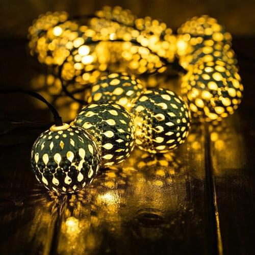 Led Light String Fairy Tale Morocco Hollow Metal Ball Light String Battery-Powered Lights Indoor And Outdoor Decorative Lights