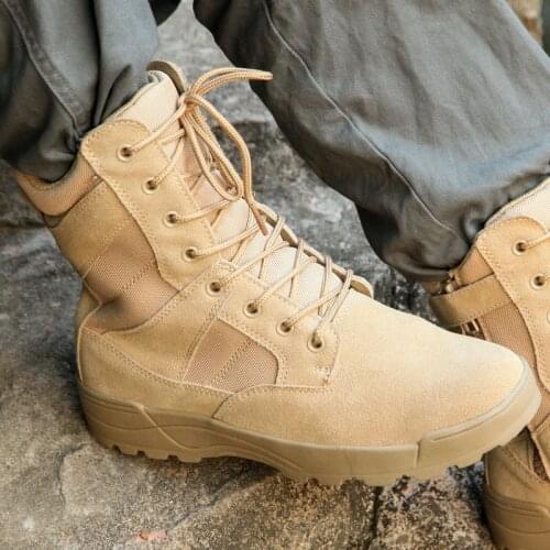 Outdoor Military Tactical Non-Slip Wear Resistance Breathable Side Zipper Combat Boots Men Trekking Camping Mountaineering Shoes