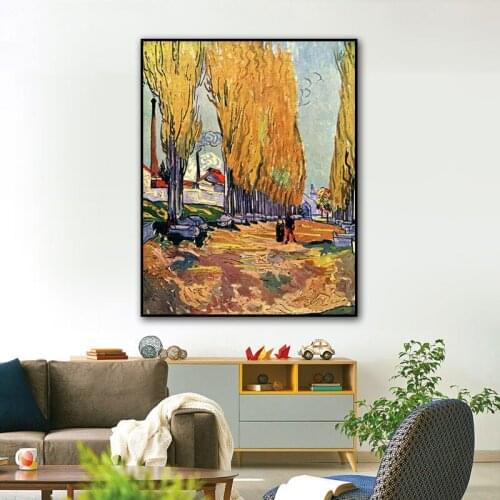 Van Gogh Les Alyscamps Famous Oil Painting Reproductions on Canvas Posters and Prints Wall Art Picture for Living Room Decor
