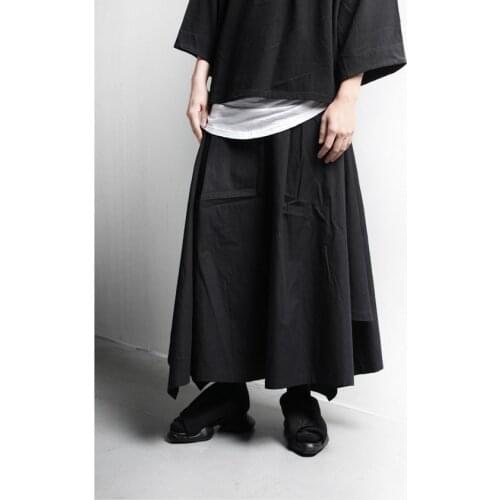 Yamamoto style dark design Yoji minority designers versatile irregular wide leg skirt pants