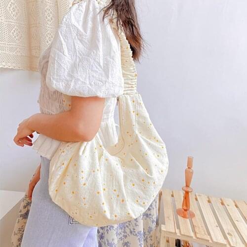 Womens Daisy Canvas Tote Floral Handbag Top Handle Shoulder Underarm Bag