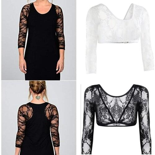 2019 Summer Lace Tops and Blouses Women Long Sleeve V Neck Black White Short Tops Cover-Ups Female Shirts Women Blouse