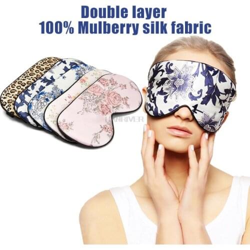 100% Silk Sleep Mask Porcelain Pattern Eyeshade Eye Cover Shading Blindfold Thicken Soft Eye Mask Sleeping Travel Eyepatch