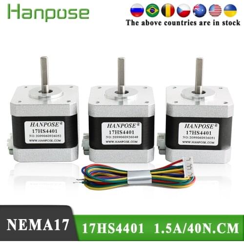 3PCS Free Shipping 3D printer 4-lead Nema17 Stepper Motor 42 motor Nema 17 motor 42BYGH 1.7A (17HS4401) motor for CNC XYZ