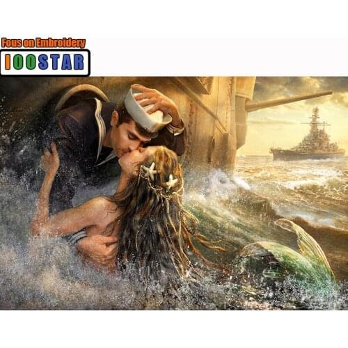 5D DIY diamond painting Sailor and Mermaid Full Square/Round diamond Embroidery Rhinestone Cross stitch mosaic Decor gift