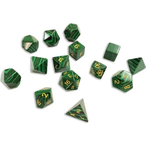 7PCS Handmade Gemstone Number Digital Dice Set For Collection Malachite Polyhedral Dice Gift D&D RPG COC Board Table Games Tool