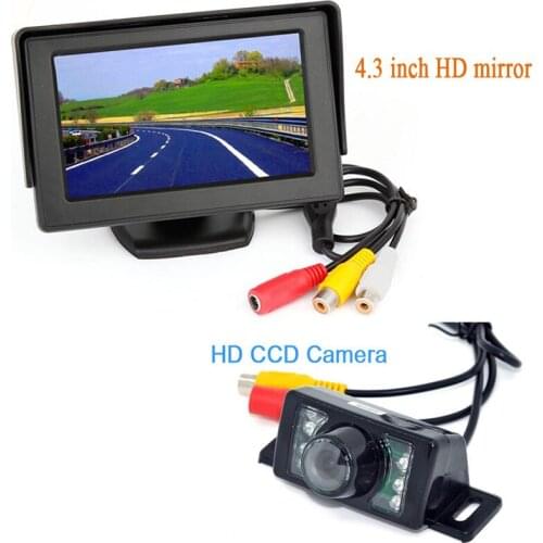 Promotion 4.3"lcd Car Screen Mirror Monitor+7led Ir Night for Vision Rear View Vehicle Reversing Backup Parking Color Camera