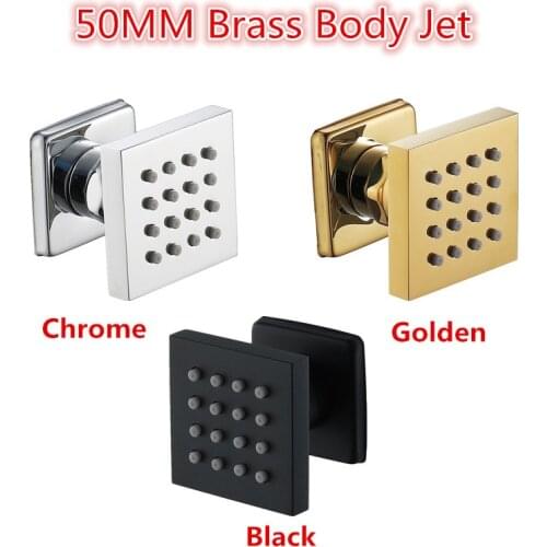 Bathroom Accessories 50MM Brass Shower Body Jet 2 Inch Massage Spray Jets Chrome/Matt Black/Golden Rainfall In-wall Shower