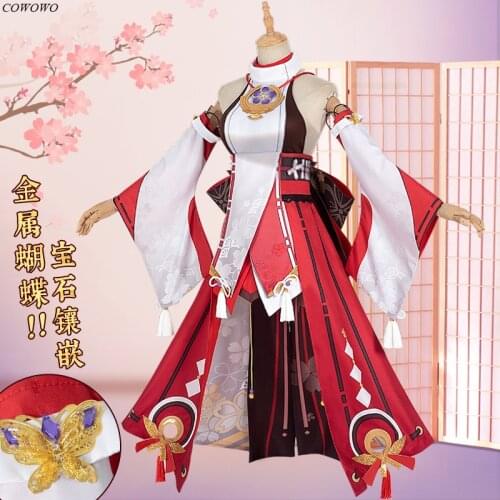 Anime! Genshin Impact Yae Game Suit Elegant Lovely Dress Uniform Cosplay Costume Halloween Party Role Play Outfit Women 2021 NEW