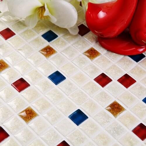 White porcelain kiln ceramic mixed crystal glass and stone mosaic tiles HMCM1054 kitchen backsplashl bathroom floor ceramic wall