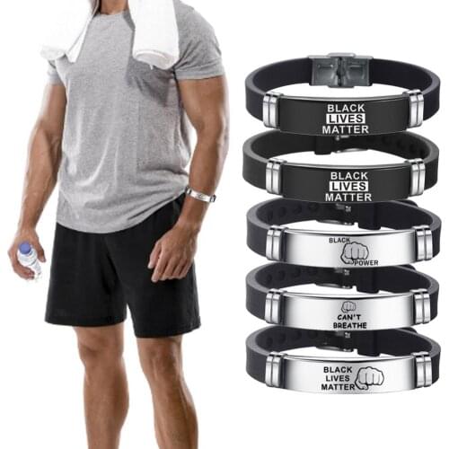 Black Lives Matter American Protest I Can't Breathe Bracelet Adjustable Stainless Steel Bracelets&Bangles Wristband Men Women