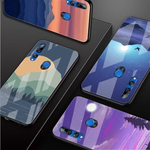 Simple view Tempered Glass Phone Case For Huawei honor 8X 9 10i 20i 20Lite 20Pro 30 Pro Cover Shell
